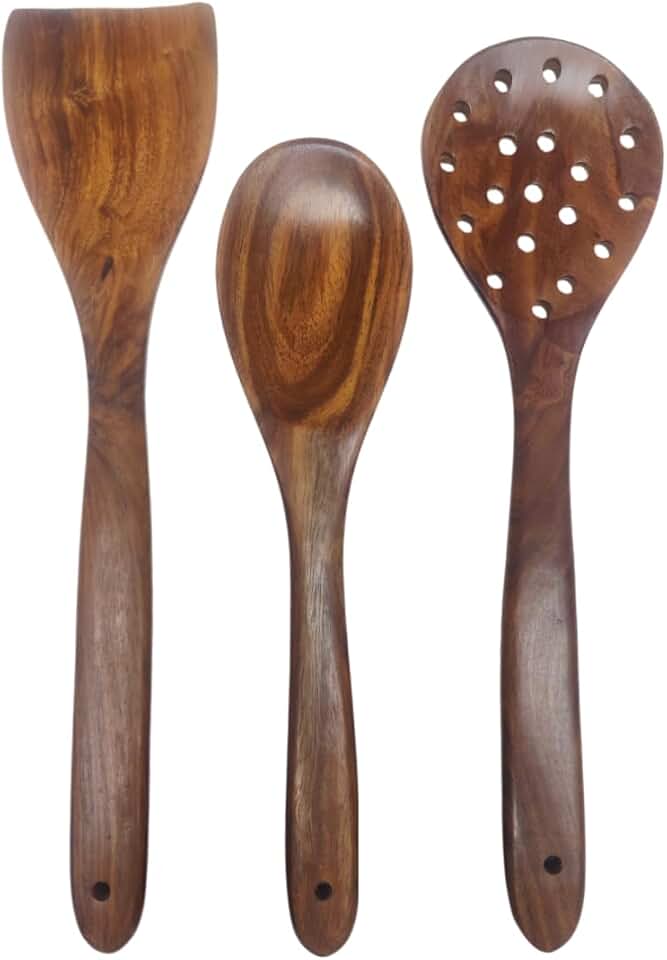 Wooden Spatula and Spoon Set for Cooking and Serving
