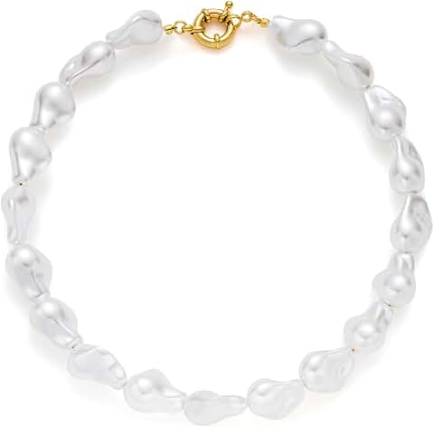 White chunky shell necklace for women