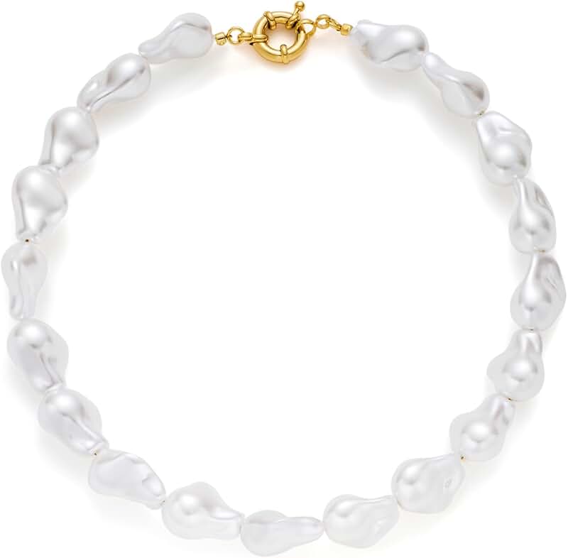 White chunky shell necklace for women