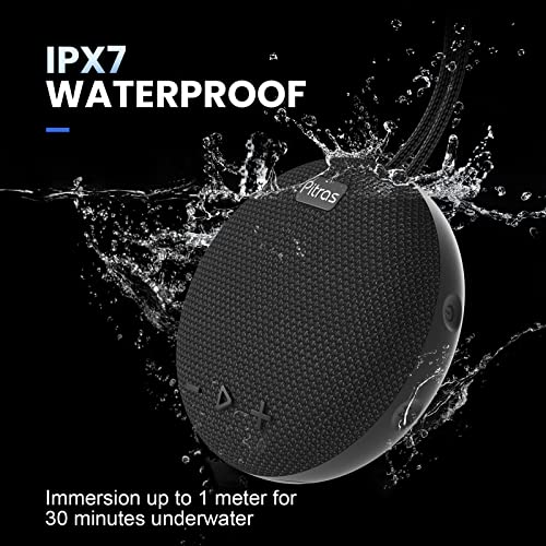 Portable Bluetooth Speakers, IPX7 Waterproof Bluetooth Speaker, Outdoor Mini Speaker with HD Stereo Bass Sound, Bluetooth 5.0 Dual Paring, 10H Playtime, Support AUX, Suitable for Home Outdoor (Black)