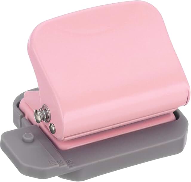Pink 1/4" 6-Hole Metal Paper Punch for 5 Sheets