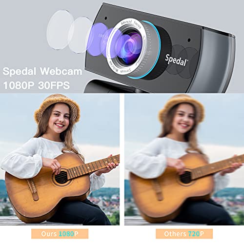 Streaming Webcam with Microphone, Software 1080P Full HD H.264 USB Computer Web Camera for Desktop Laptop Video Calling, Software can Support Windows/Mac OS