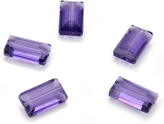 50pcs 14mm Tanzanite Faceted Rectangle Crystal Beads