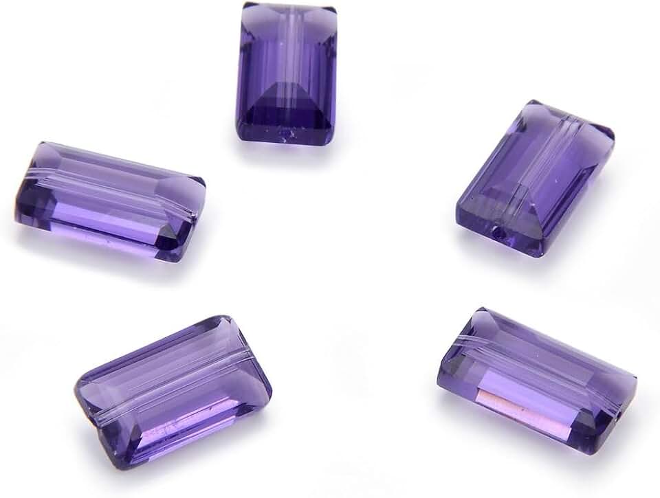 50pcs 14mm Tanzanite Faceted Rectangle Crystal Beads