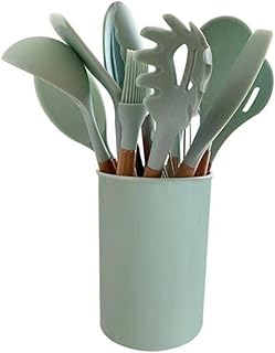 Silicone Kitchen Utensil Set with Wooden Handles