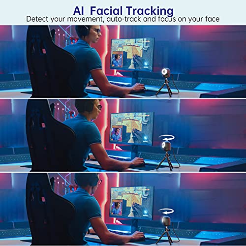 1080P Webcam with Light, AI Tracking Webcam with Microphone, Streaming Web Camera for Laptop PC Computer Camera, HD Web Cam with Tripod USB Camera for Zoom Skype YouTube