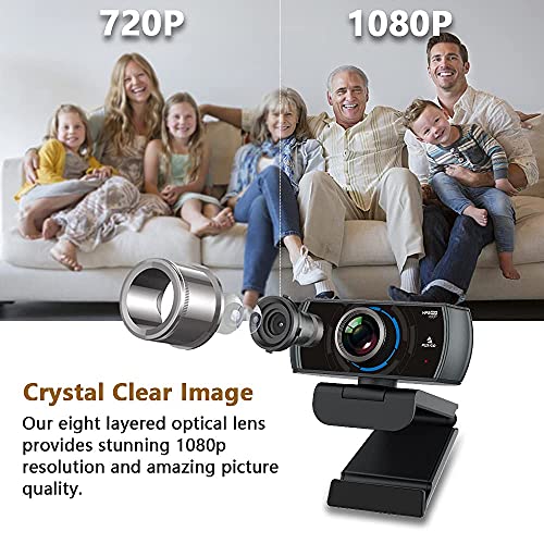 60FPS 1080P Webcam Kits, N980P HD Web Camera with Microphone, 120 Degrees Wide-Angle, Software Control, Enhanced Video Conference Lighting Kit with Webcam Style Clip, for Zoom/Skype/Teams