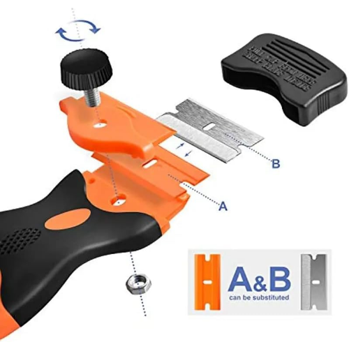 MODAIO-21pcs Razor Blade Scraper, Double Edge Razor Scraper Remover Tool With Razor Blades For Labels Stickers Decals Removal Auto Window Tint Vinyl Tool Application