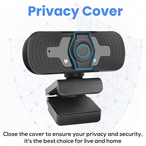 Webcam with Microphone for Desktop, 1080P HD Webcam with Privacy Cover for PC Laptop, Plug and Play USB Computer Camera Webcam for Video Call, Online Classes, Live Streaming, Game, Recording