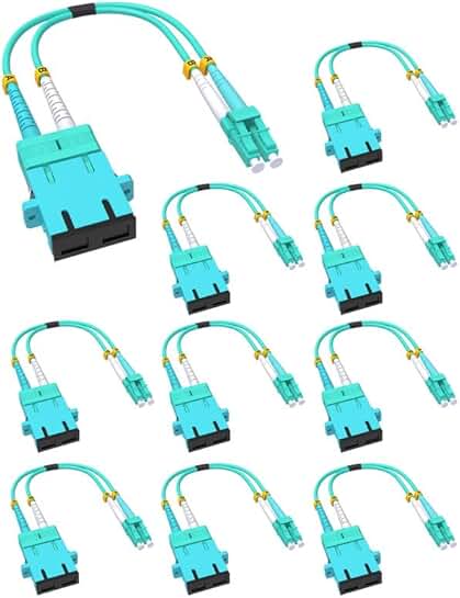 10 Pack Fiber Optic Adapter Cable SC to LC 1 ft