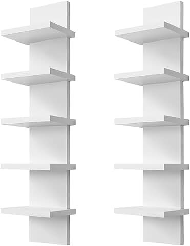 Two 5-Tier Wall Shelves for Home Storage
