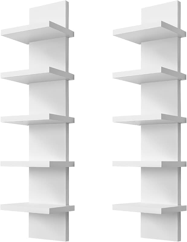 Two 5-Tier Wall Shelves for Home Storage