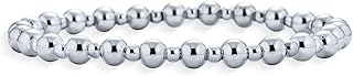 Polished Silver Bead Bolo Slide Stretch Bracelet for Women