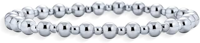 Polished Silver Bead Bolo Slide Stretch Bracelet for Women
