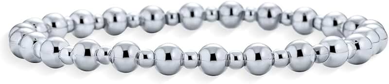 Polished Silver Bead Bolo Slide Stretch Bracelet for Women