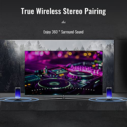Bluetooth Speakers Portable Wireless Speaker with True Wireless Stereo and Dual Pairing Stereo Loud Volume Color Change Mode (Blue)
