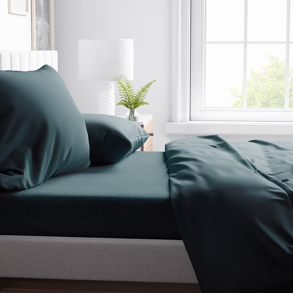 600 Thread Count 100% Sheet Set for King Size Bed, Super Soft Crisp 4 Piece Bedsheet Set Hotel Quality Deep Pocket Bedding Teal Sheets