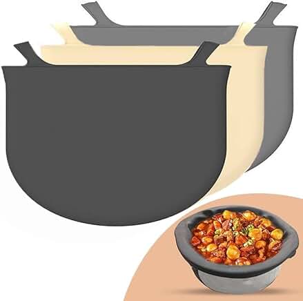 Set of 3 reusable silicone liners for slow cookers
