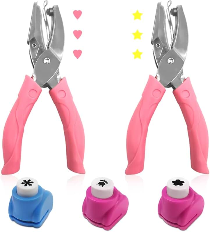 Handheld Paper Puncher with Heart and Star Shapes