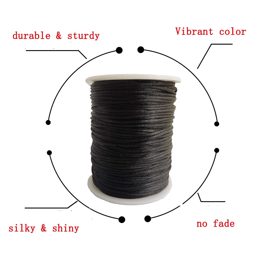 1.5mm Nylon Beading Cord for Jewelry Making 109 Yards Black