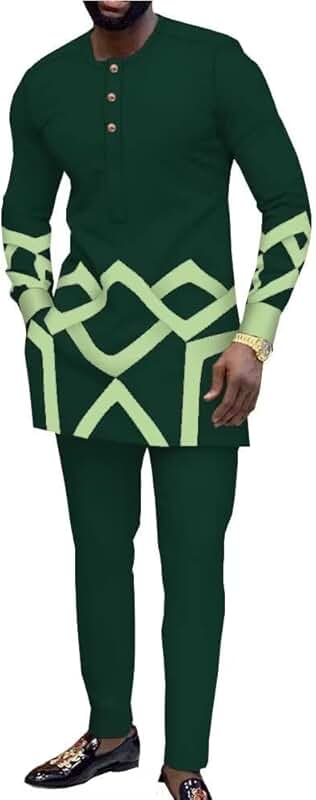 African Men's Dashiki Suit for Wedding and Formal Wear
