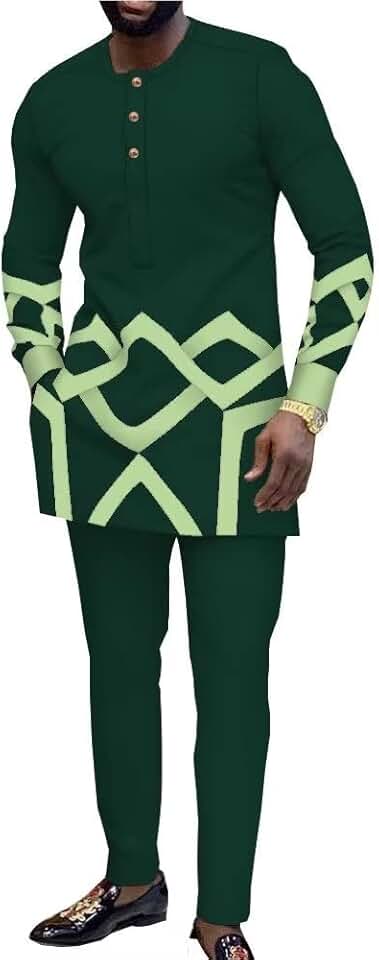 African Men's Dashiki Suit for Wedding and Formal Wear