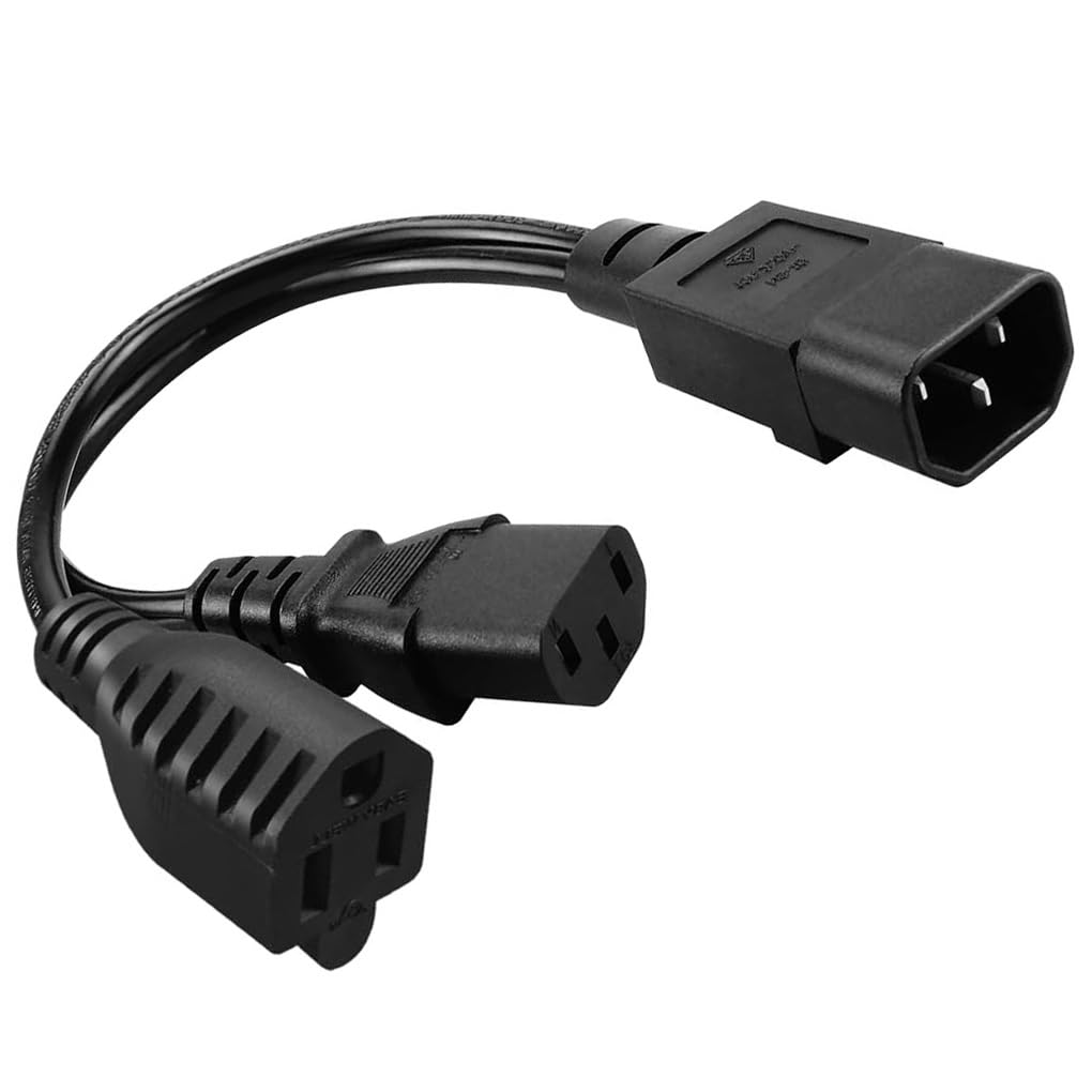IEC 320 C14 to C13 and Nema 5-15R splitter power cord