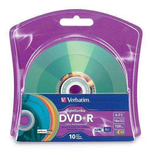 16x DVD+R LightScribe assorted color blank media 4.7GB 10 pack
