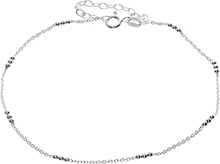 Sterling Silver Rhodium Plated Modern Anklet for Women
