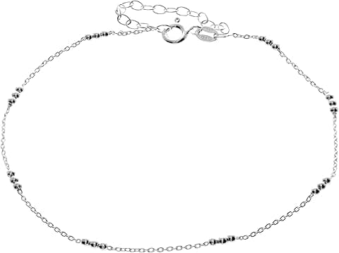 Sterling Silver Rhodium Plated Modern Anklet for Women