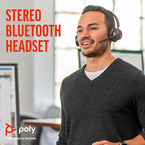 '- Voyager 4320 UC Wireless Headset + Charge Stand (Plantronics) - Headphones with Boom Mic - Connect to PC/Mac via USB-A Bluetooth Adapter, Cell Phone via Bluetooth - Works with Teams, Zoom &More