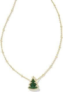 Holiday Tree Pendant Necklace in Gold Plated Brass