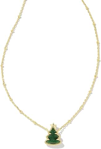 Holiday Tree Pendant Necklace in Gold Plated Brass