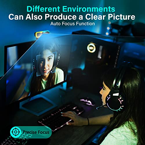 Streaming Webcam,1080P/60FPS HD Gaming Webcam with Fill Light and Microphone,autofocus Streaming Webcam