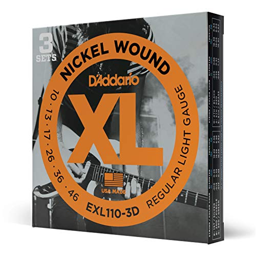 Guitar Strings - XL Nickel Electric Guitar Strings - EXL110-3D - Perfect Intonation, Consistent Feel, Reliable Durability - For 6 String Guitars - 10-46 Regular Light, 3-Pack