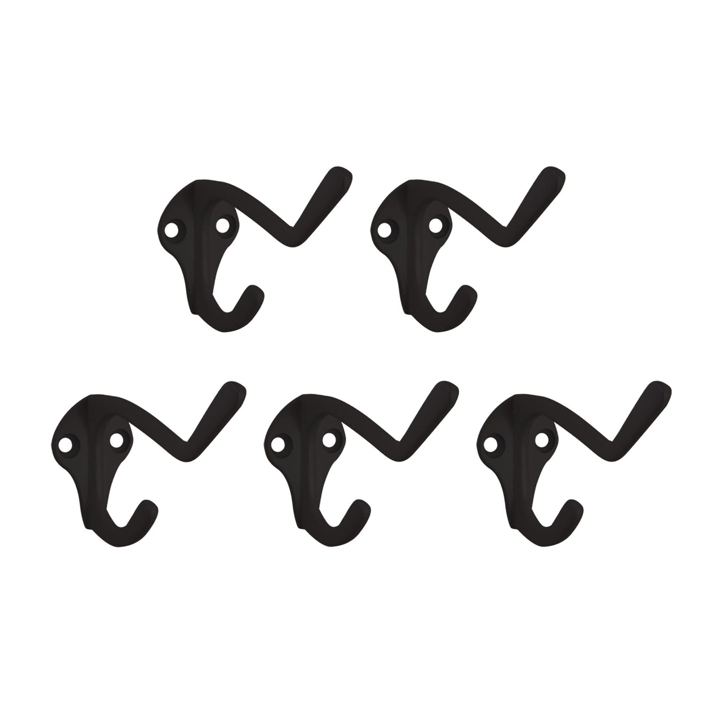 Double Hat  Coat Hook, 5-Pack, Matte Black