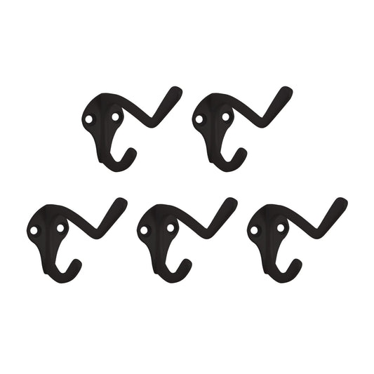 Double Hat  Coat Hook, 5-Pack, Matte Black
