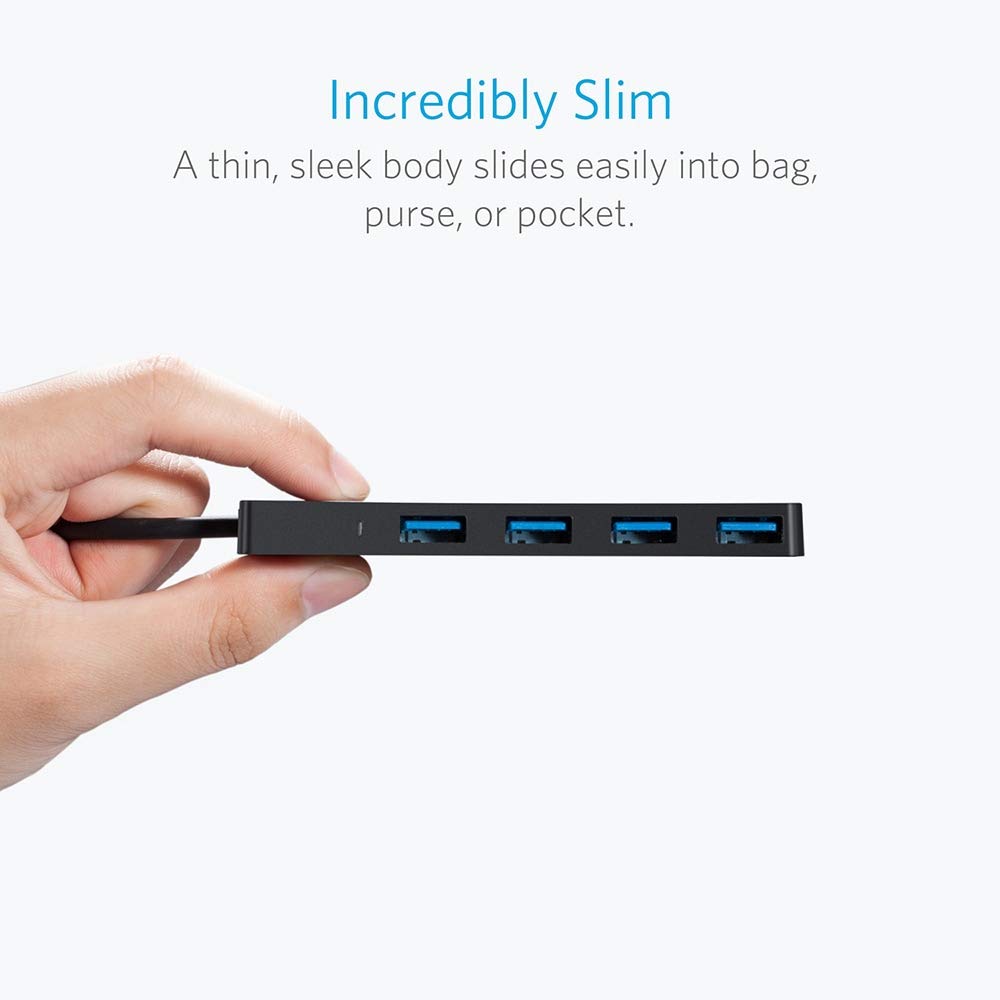 4-Port USB 3.0 Ultra Slim Data Hub for Macbook, Mac Pro/mini, iMac, Surface Pro, XPS, Notebook PC, USB Flash Drives, Mobile HDD, and More