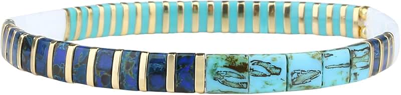 Blue Green Vein Tila Bead Charm Wrap Bracelet