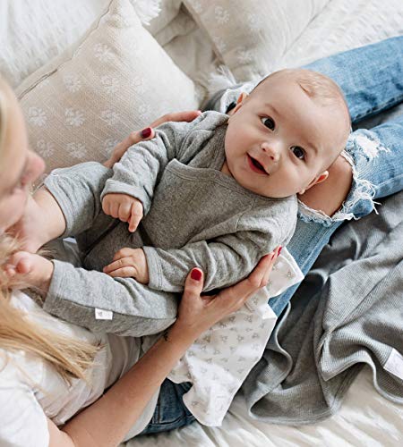 girls Romper Jumpsuit, 100%  Cotton One-piece Coverall and Toddler Footie, Quilted Heather Grey, 0-3 Months US