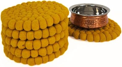 Round and square mustard-colored trivet for kitchen and dining