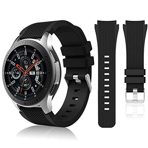 Black 22mm silicone watch band for Samsung Galaxy Watch 46mm and Gear S3