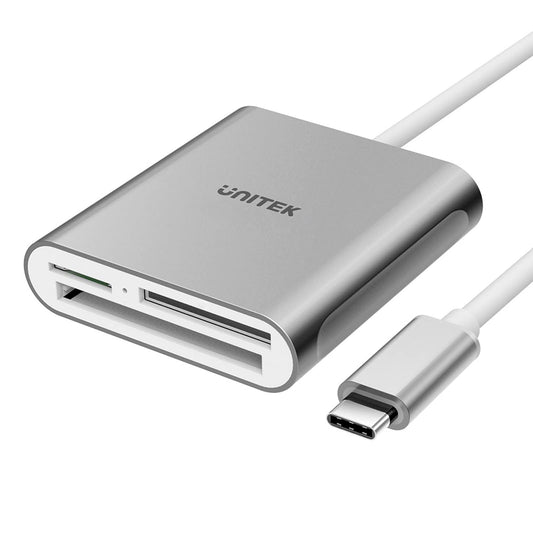 USB C SD Card Reader in Grey with 3 Slots