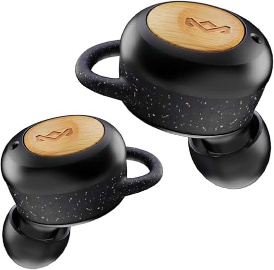 Wireless earbuds with microphone, 35-hour playtime, black