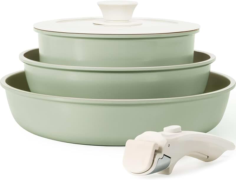 Nonstick Ceramic Cookware Set with Detachable Handle