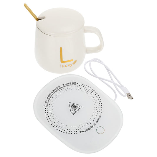 1 Set Mug Warmer Mat USB 55 Cup Warmer Drink Milk Heating Coaster Coffee Hot Plate Beverage Milk Cup for Home Office Shop White