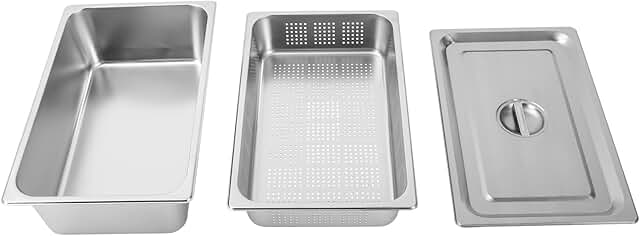 Set of 3 Full Size Hotel Pans with Lids