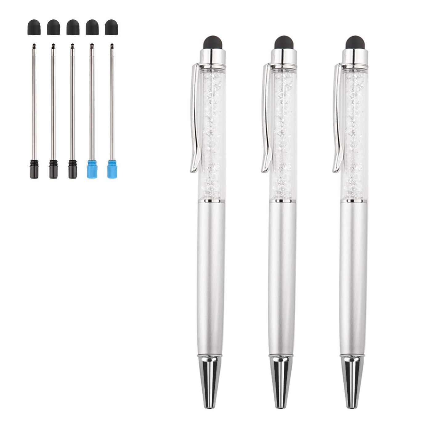 3-Piece Bling Ballpoint Pen Set with Stylus and Refills