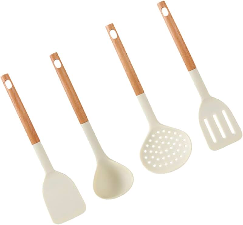 4-Piece Wooden Kitchen Utensil Set in Walnut