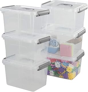 Six 6-Quart Clear Plastic Storage Boxes with Handles